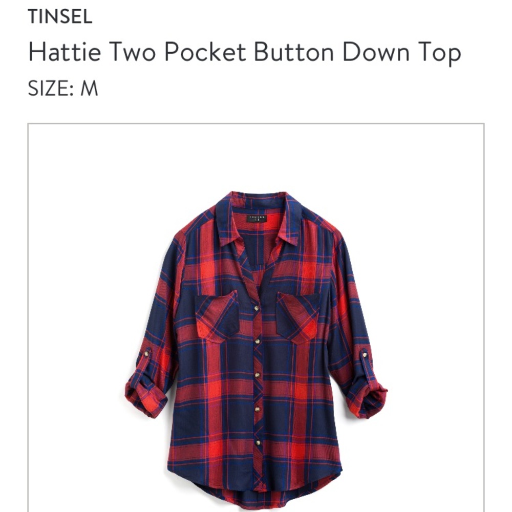 Tinsel brand Stitch Fix plaid shirt